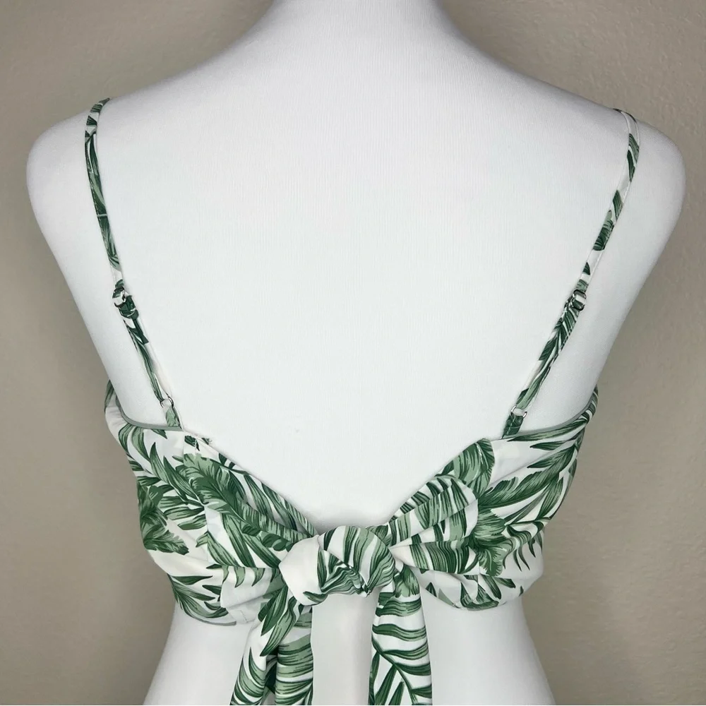 Lulus Next Vacay Tropical Floral Green Leaf Print Tie-Back Sleeveless Crop Top - Picture 8 of 12